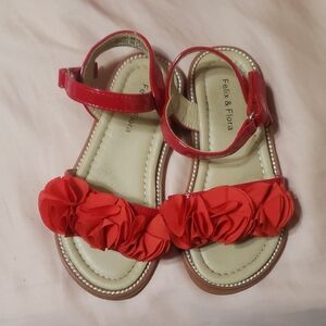 Felix & Flora Red Floral Strap Sandals